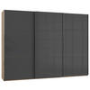 SCHWEBETÜRENSCHRANK  in Eichefarben, Grau  - Chromfarben/Eichefarben, MODERN, Holzwerkstoff (300/216/65cm) - MID.YOU