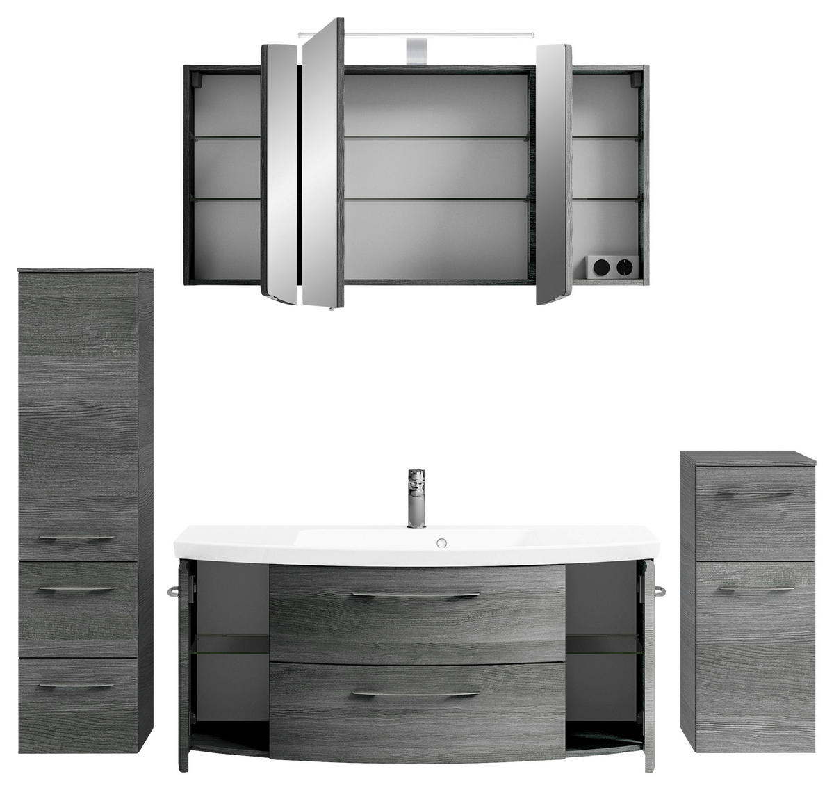 BADEZIMMER 5-teilig  in 181 cm  - Chromfarben/Graphitfarben, KONVENTIONELL, Glas/Holzwerkstoff (181cm) - Pelipal