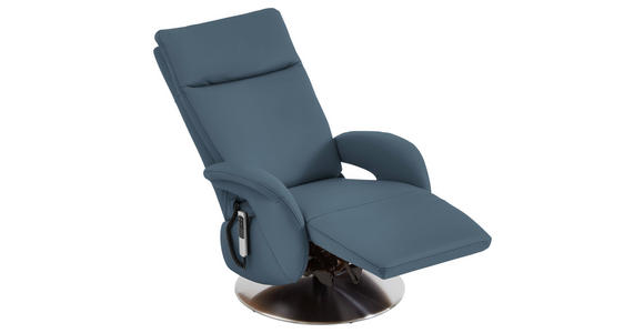 RELAXSESSEL in Leder Blau  - Blau/Edelstahlfarben, Design, Leder/Metall (70/108/80cm) - Cantus