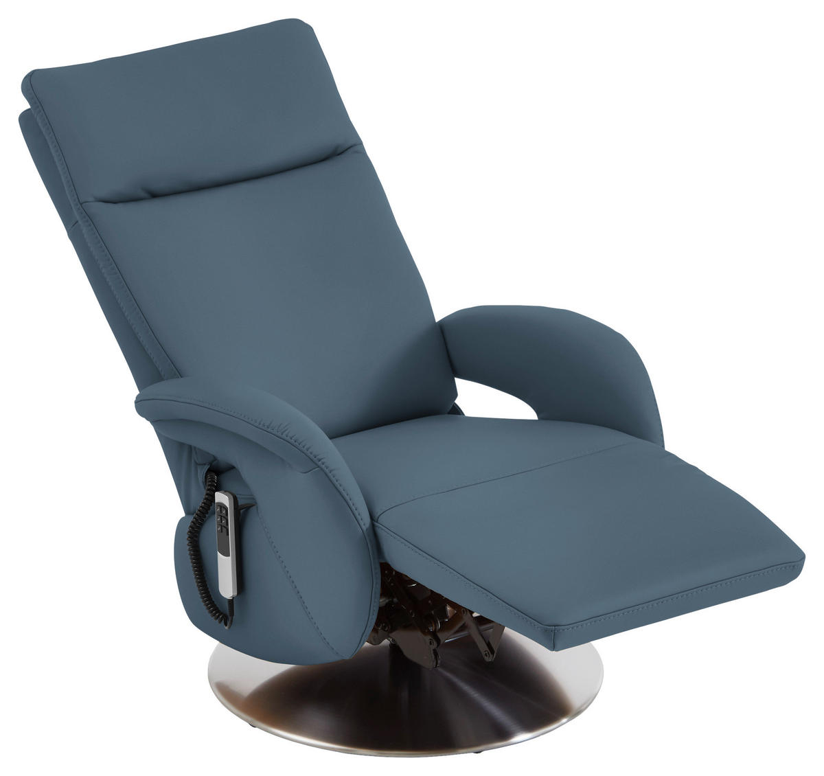 RELAXSESSEL in Leder Blau  - Blau/Edelstahlfarben, Design, Leder/Metall (70/108/80cm) - Cantus