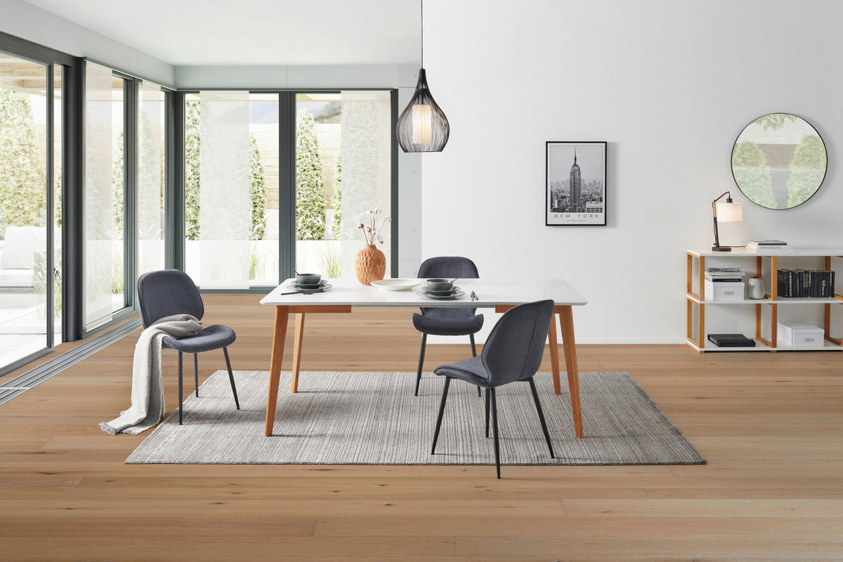 ESSTISCH in Holz  - Weiss/Eichefarben, Design, Holz (100-180/76/100cm) - Livetastic