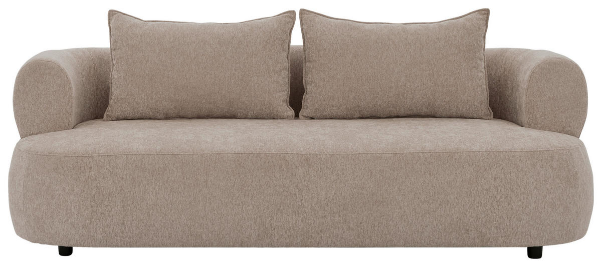 3-SITZER-SOFA Chenille Hellbraun  - Hellbraun/Schwarz, Design, Kunststoff/Textil (200/76/96cm) - Livetastic