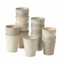 KAFFEEBECHERSET 375ML GRESPRESSO 12-teilig  - Weiß Hochglanz/Hellgrau, Basics, Keramik - Costa Nova