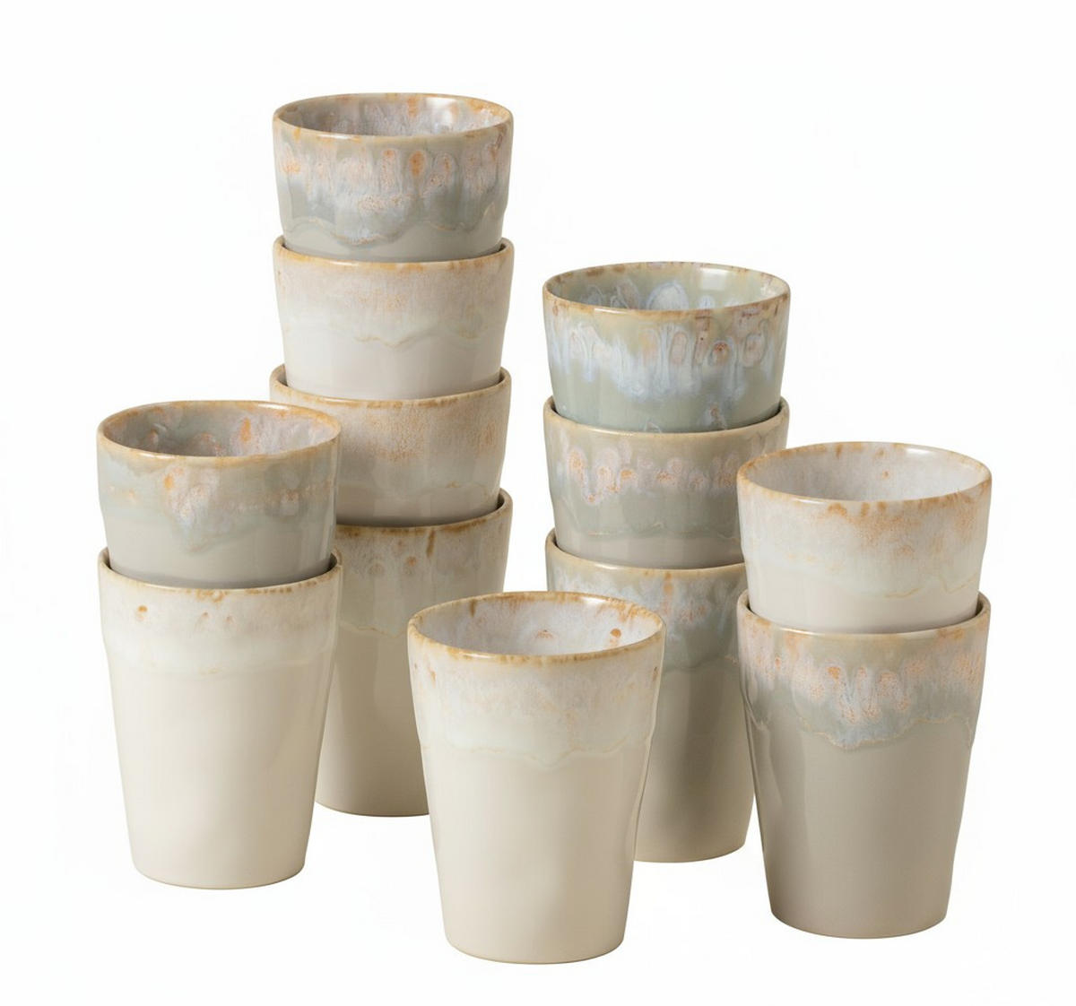 KAFFEEBECHERSET 375ML GRESPRESSO 12-teilig  - Weiß Hochglanz/Hellgrau, Basics, Keramik - Costa Nova