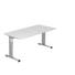SCHREIBTISCH in Metall, Holzwerkstoff 160/65-85/80 cm - Silberfarben/Weiß, KONVENTIONELL, Holzwerkstoff/Metall (160/65-85/80cm) SCHREIBTISCH in Metall, Holzwerkstoff 160/65-85/80 cm - Silberfarben/Weiß, KONVENTIONELL, Holzwerkstoff/Metall (160/65-85/80cm)