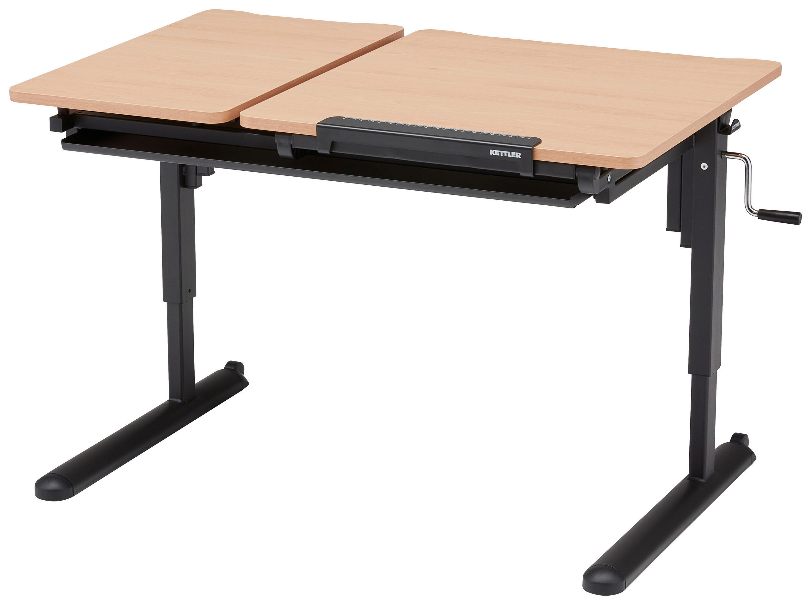 JUGENDSCHREIBTISCH 109,5/71,5/53,5-82 cm  - Anthrazit/Buchefarben, Basics, Holzwerkstoff/Metall (109,5/71,5/53,5-82cm) - Kettler