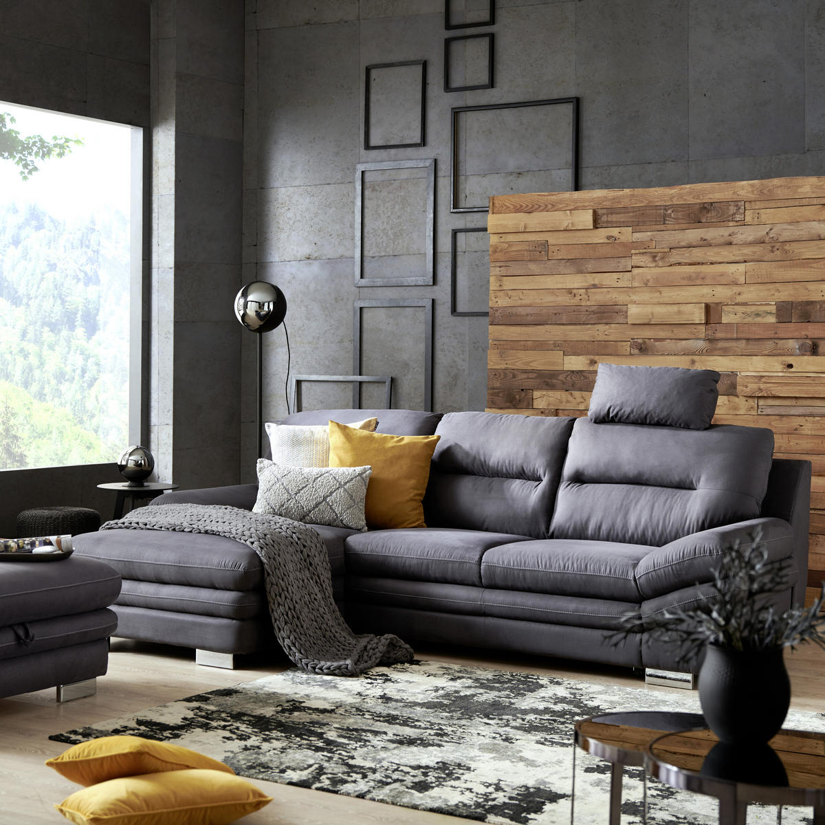 ECKSOFA Anthrazit Mikrofaser  - Chromfarben/Anthrazit, Design, Textil (166/270cm) - Stylife