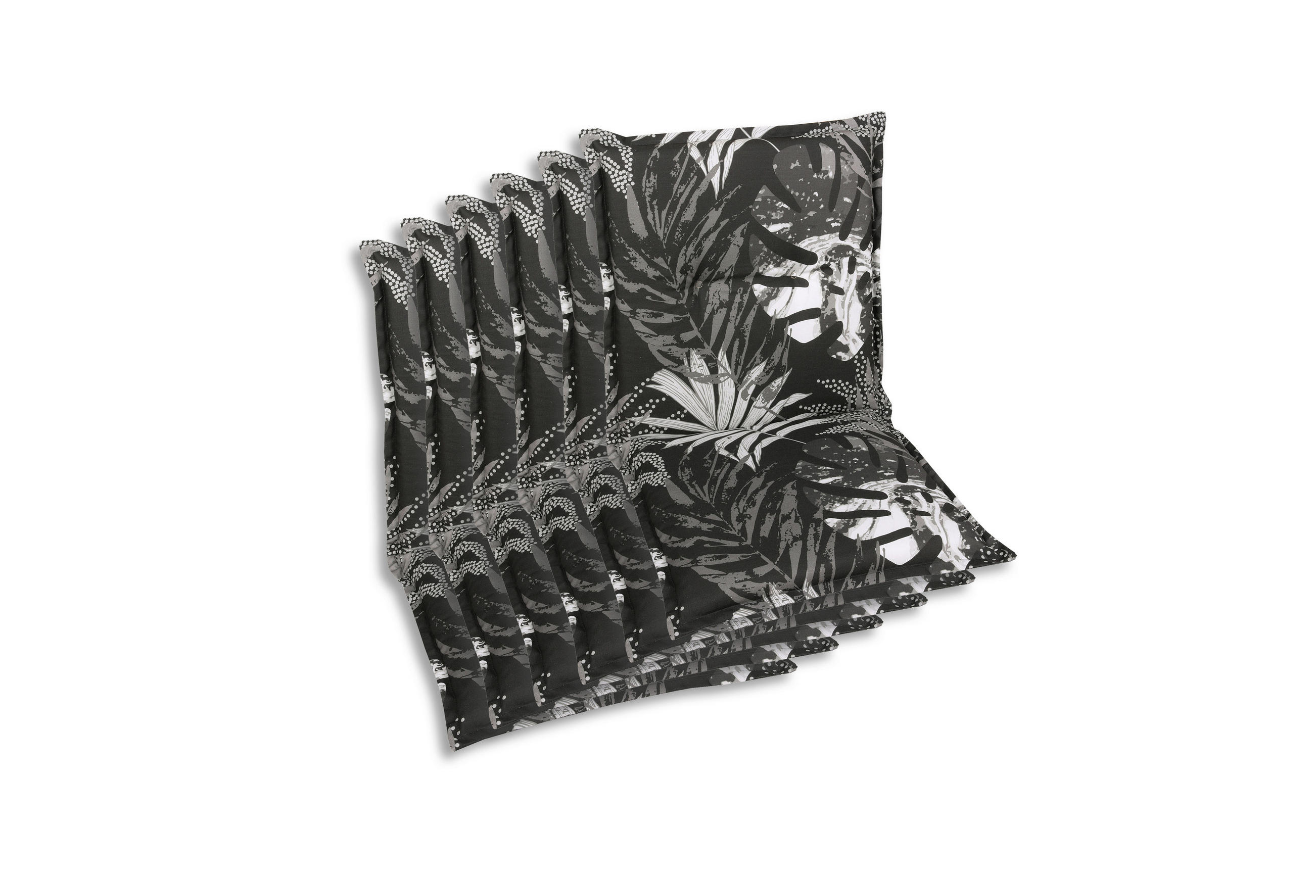 SESSELAUFLAGENSET Blätter  - Schwarz/Weiß, Basics, Textil (50/7/100cm)