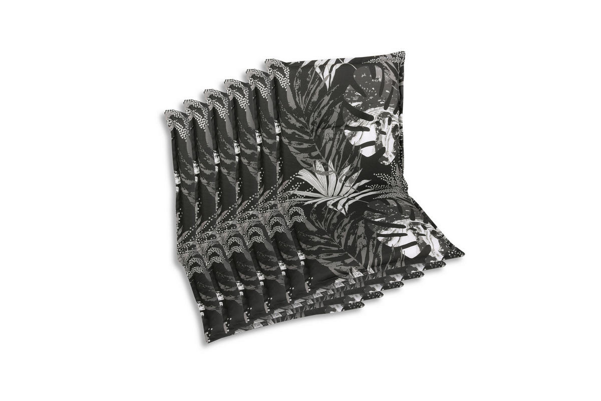 SESSELAUFLAGENSET Blätter  - Schwarz/Weiß, Basics, Textil (50/7/100cm)