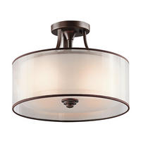 DECKENLEUCHTE Elstead Lacey 38.1/27.8 cm   - Dunkelbraun/Bronzefarben, ROMANTIK / LANDHAUS, Glas/Textil (38.1/27.8cm) - Elstead Lighting
