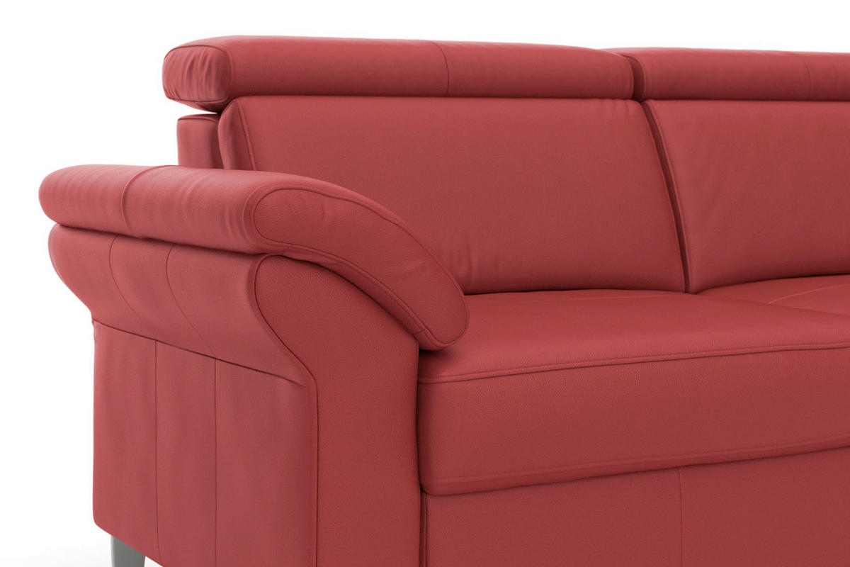 3-SITZER-SOFA ARNGAST E Echtleder Rot  - Chromfarben/Rot, Basics, Leder/Metall (186/84/93cm) - Sit & More