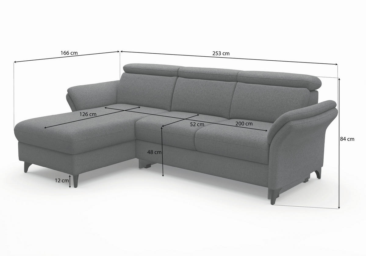 ECKSOFA GLENDALE E Taupe Flachgewebe  - Taupe/Eichefarben, KONVENTIONELL, Holz/Textil (166/253cm) - Sit & More