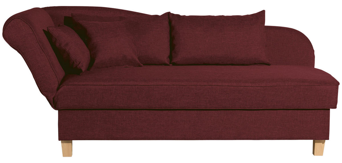RÉCAMIERE Selma in Flachgewebe Rot  - Buchefarben/Rot, Design, Holz/Textil (190/82/88cm) - Max Winzer