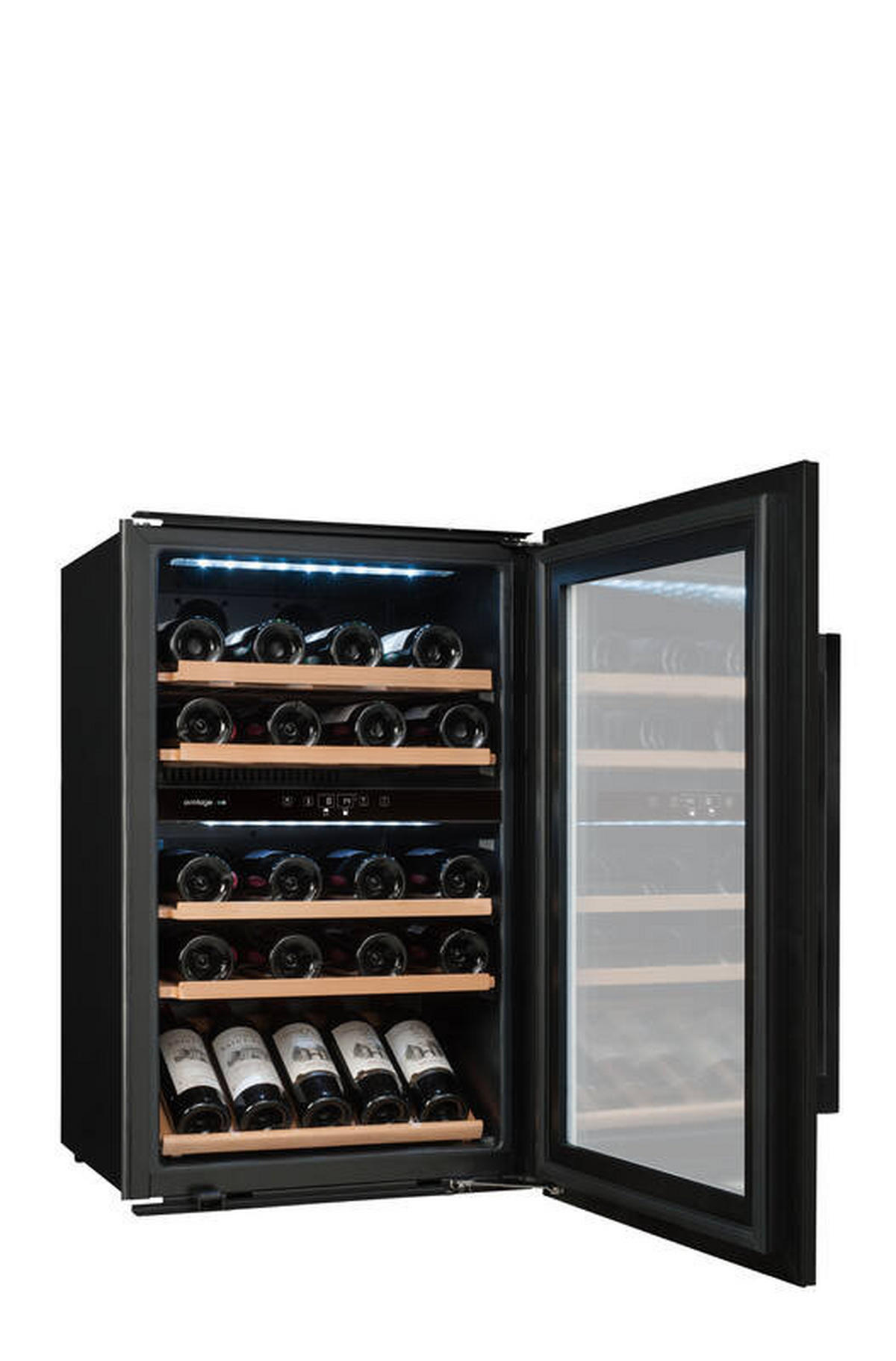WEINKÜHLSCHRANK AVI88G2  - Schwarz, Basics, Glas/Holz (59,2/88,4/55,6cm)
