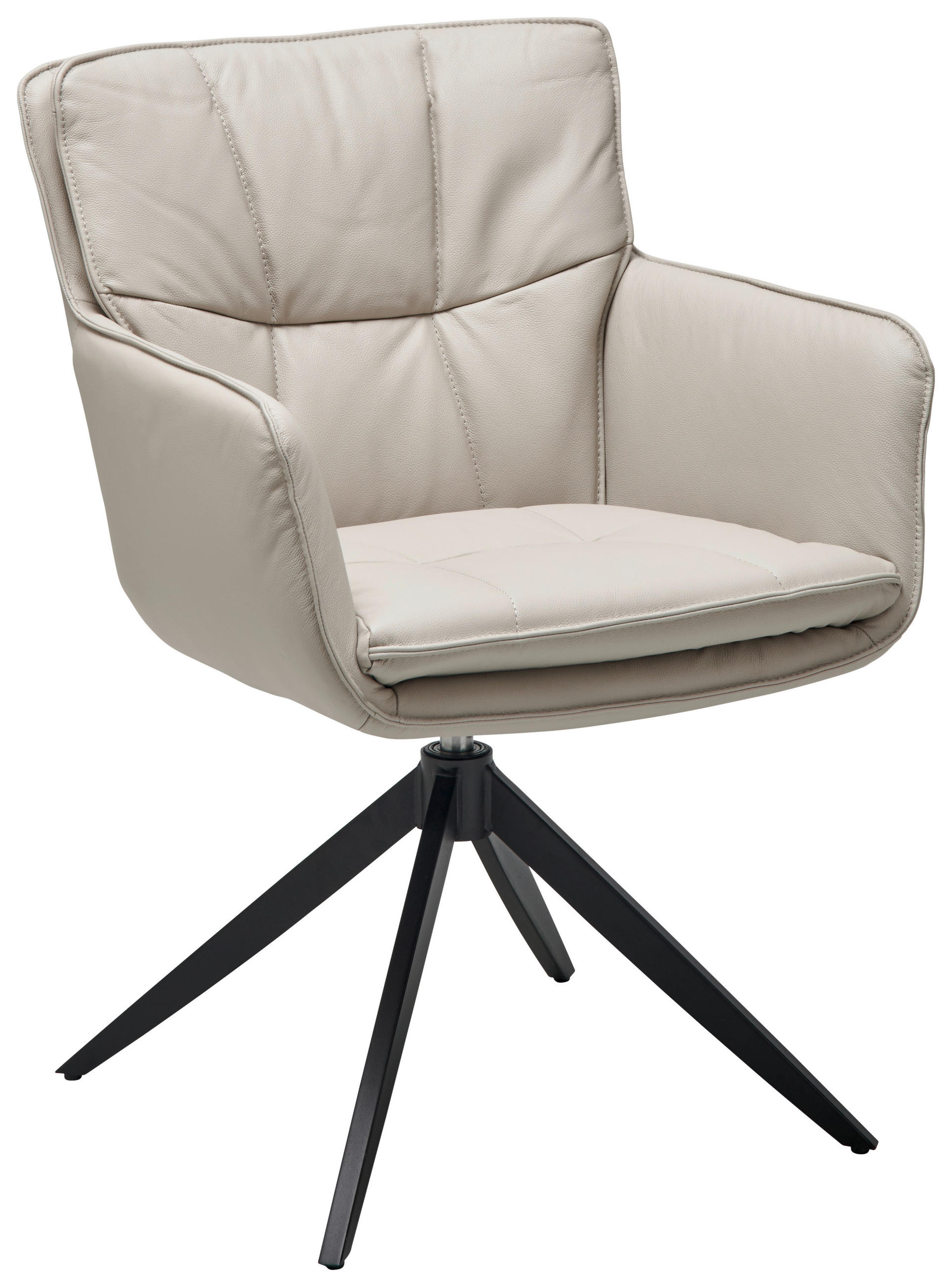 ARMLEHNSTUHL  in Stahl Echtleder pigmentiert  - Beige/Schwarz, Design, Leder/Metall (59/87/64.5cm) - Livetastic