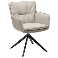 ARMLEHNSTUHL  in Stahl Echtleder pigmentiert  - Beige/Schwarz, Design, Leder/Metall (59/87/64.5cm) - Livetastic