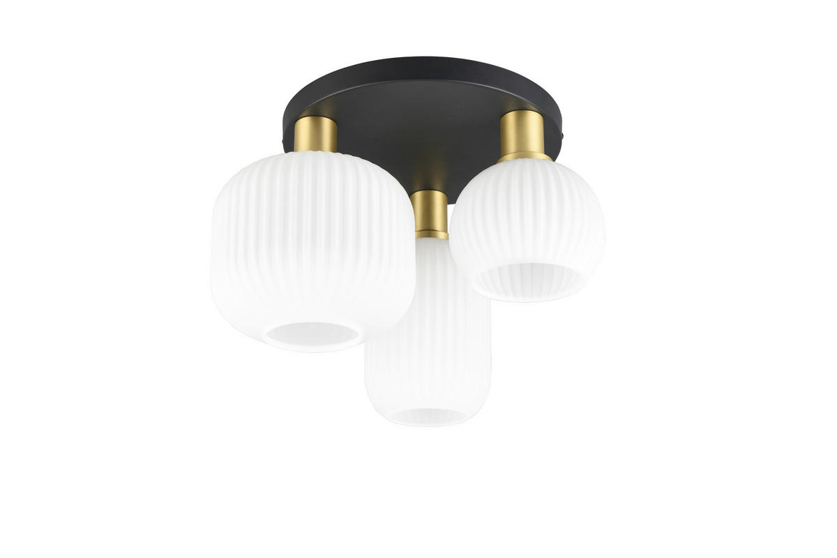 DECKENLEUCHTE 39/28,5 cm   - Messingfarben/Weiß, KONVENTIONELL, Glas/Metall (39/28,5cm) - Trio Leuchten