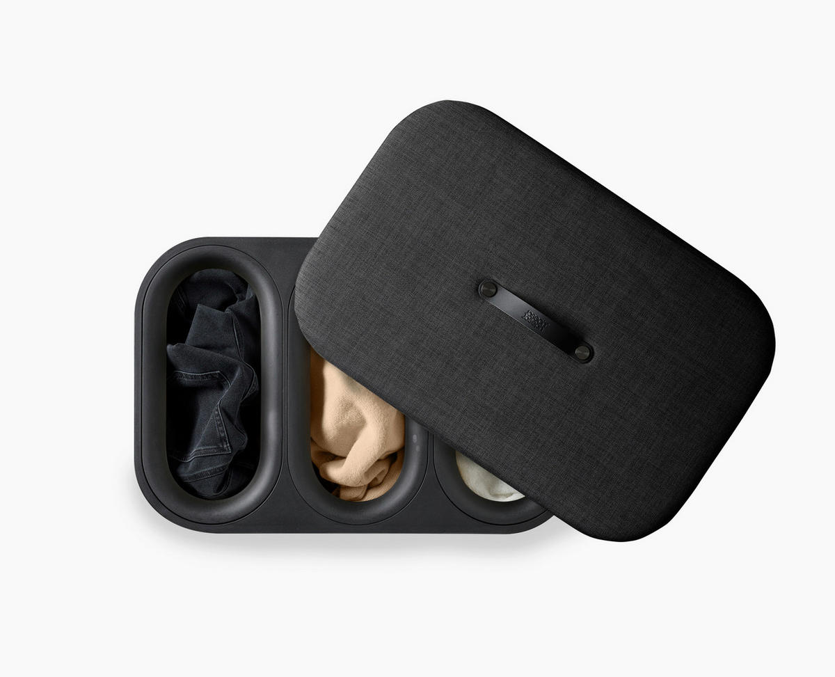 WÄSCHESAMMLER - Schwarz, Basics, Leder/Naturmaterialien (60,8/73,5/40,6cm) - Joseph Joseph