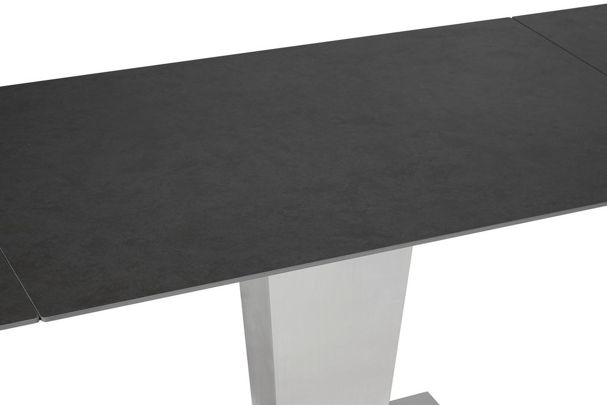 ESSTISCH Anthrazit, Edelstahlfarben rechteckig  ausziehbar  - Edelstahlfarben/Anthrazit, Design, Keramik/Metall (120-179/80/76cm) - Novel