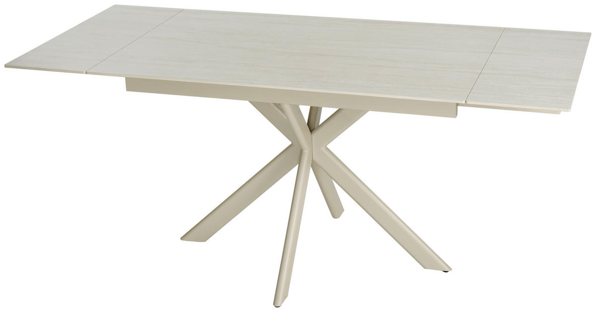 ESSTISCH Beige rechteckig  ausziehbar  - Beige, Design, Keramik/Metall (120-179/80/76cm) - Belluti