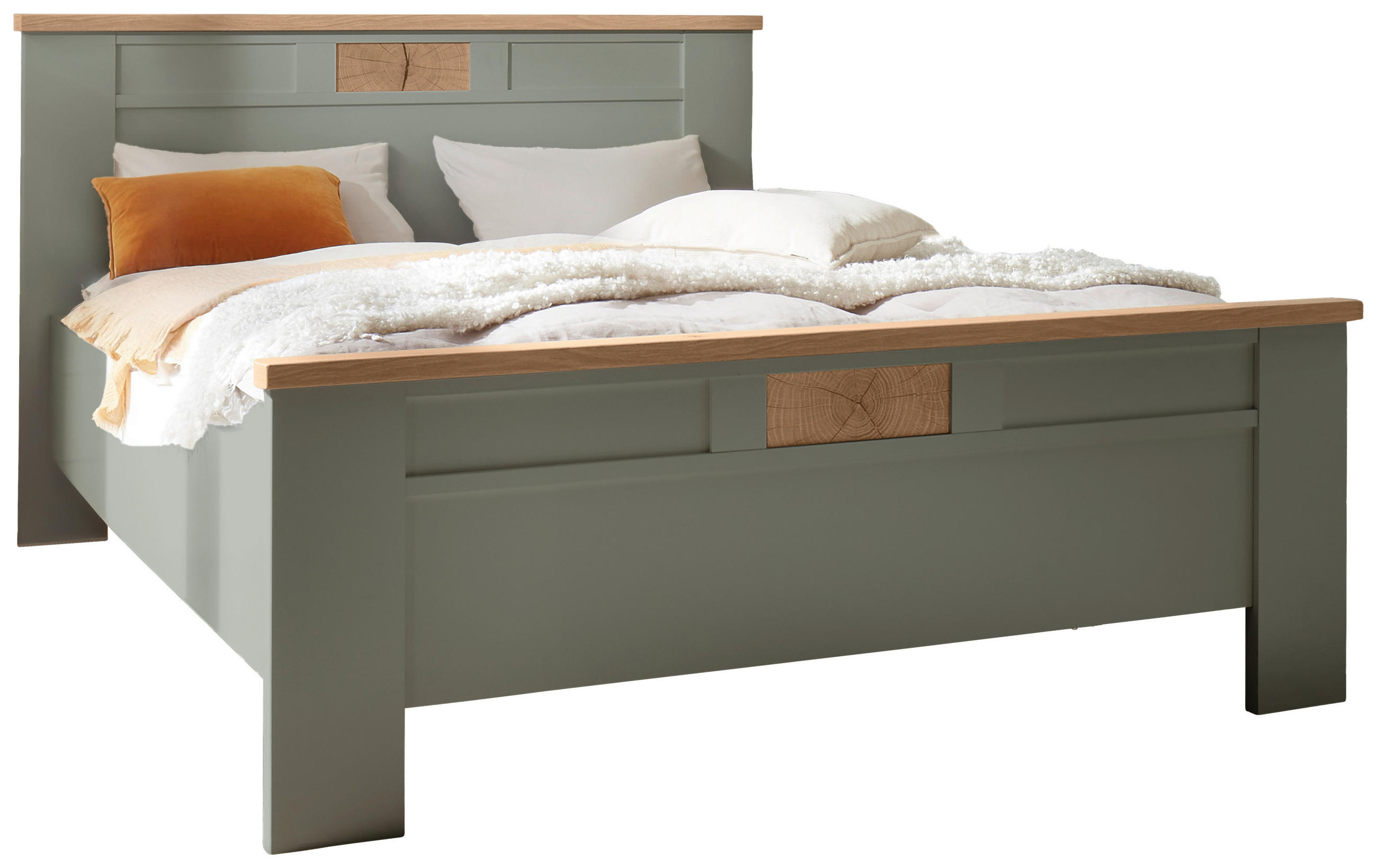 BETT 120/200 cm  in Salbeigrün, Eiche Bianco  - Eiche Bianco/Salbeigrün, LIFESTYLE (120/200cm) - Landscape