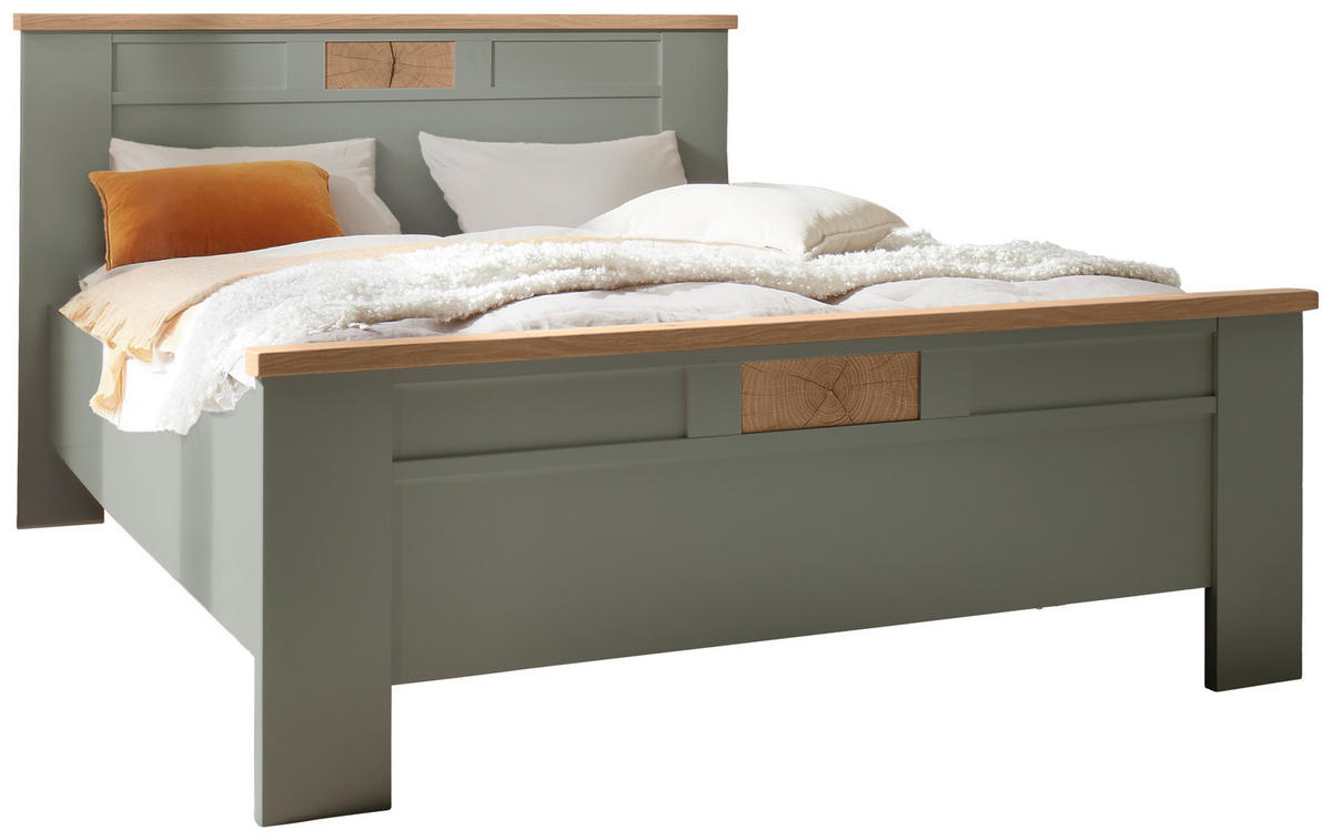 BETT 120/200 cm  in Salbeigrün, Eiche Bianco  - Eiche Bianco/Salbeigrün, LIFESTYLE (120/200cm) - Landscape