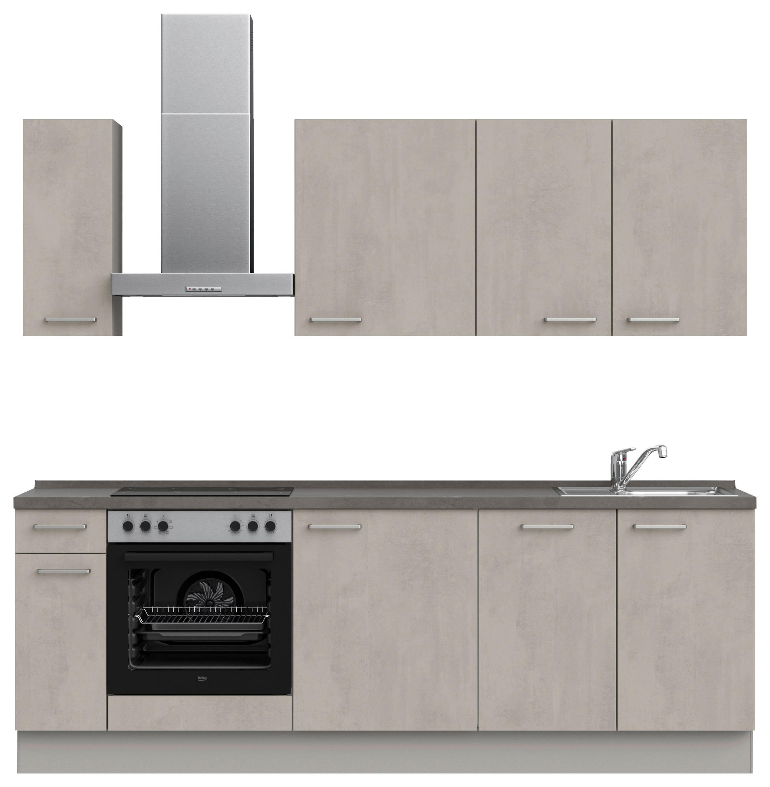KÜCHENLEERBLOCK 240 cm   in Grau, Schieferfarben, Hellgrau  - Schieferfarben/Edelstahlfarben, MODERN, Holzwerkstoff/Metall (240cm) - Nobilia