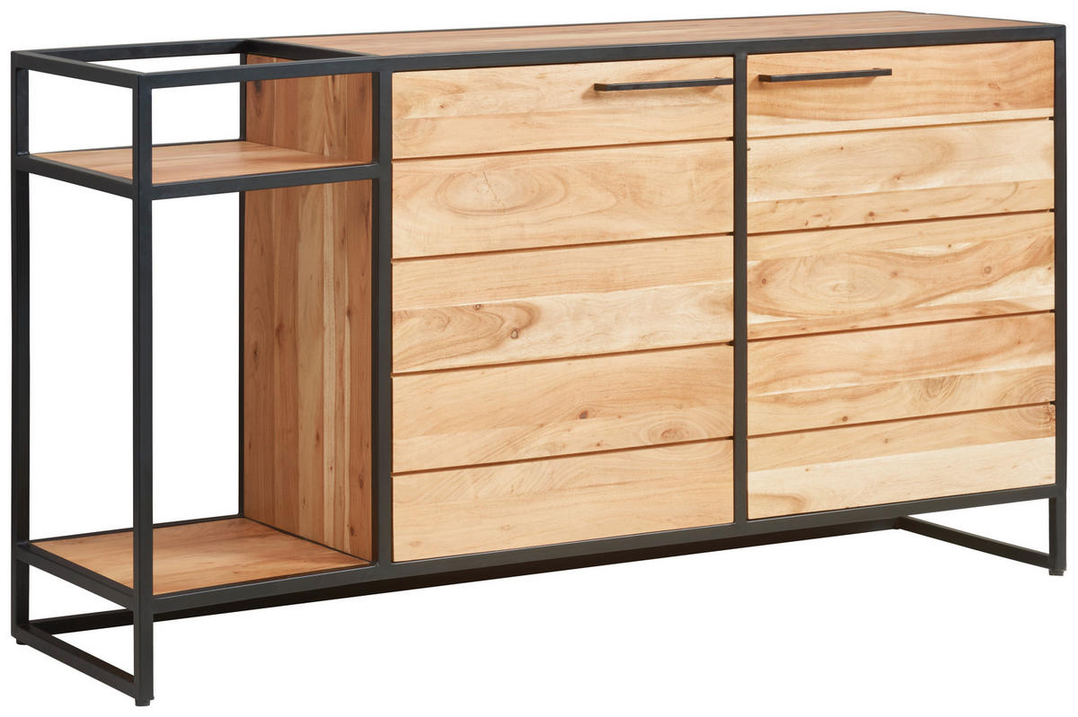 KOMODA   149/80/42 cm   boje meda, crna  - boje meda/crna, Design, drvo/metal (149/80/42cm) - MID.YOU