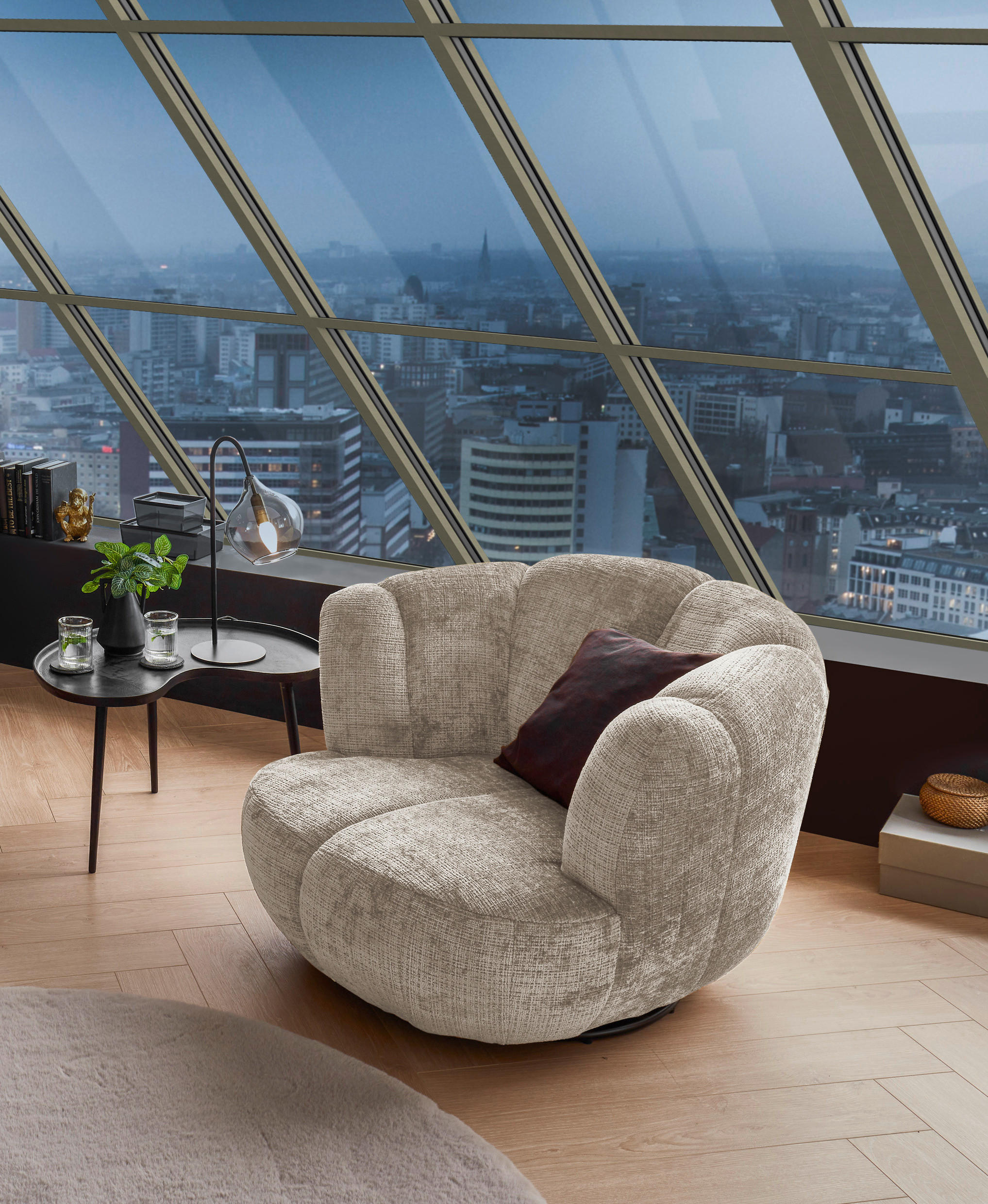 SESSEL in Chenille Taupe  - Taupe/Schwarz, MODERN, Textil/Metall (101/69/107cm) - Livetastic