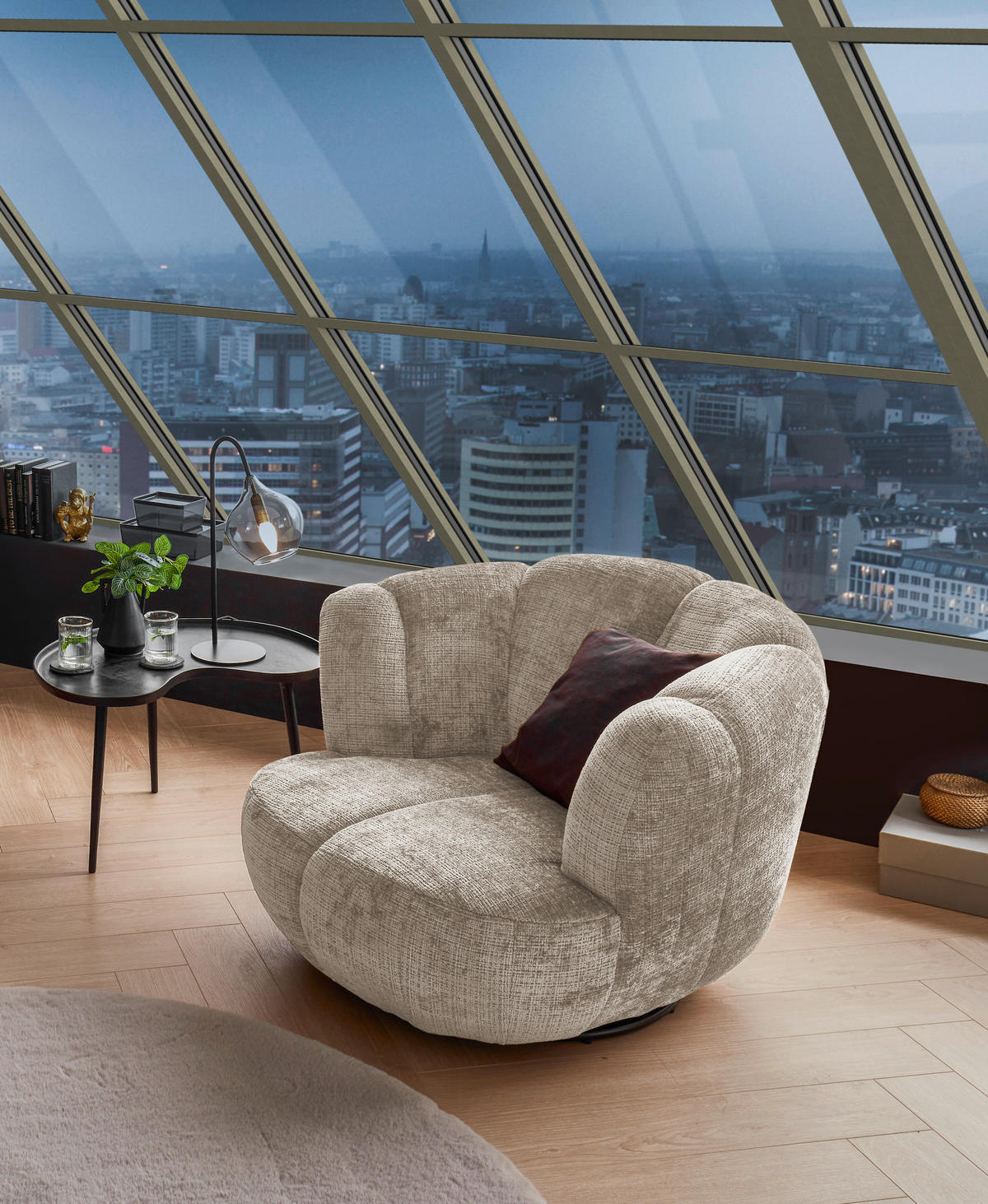 SESSEL in Chenille Taupe  - Taupe/Schwarz, MODERN, Textil/Metall (101/69/107cm) - Livetastic