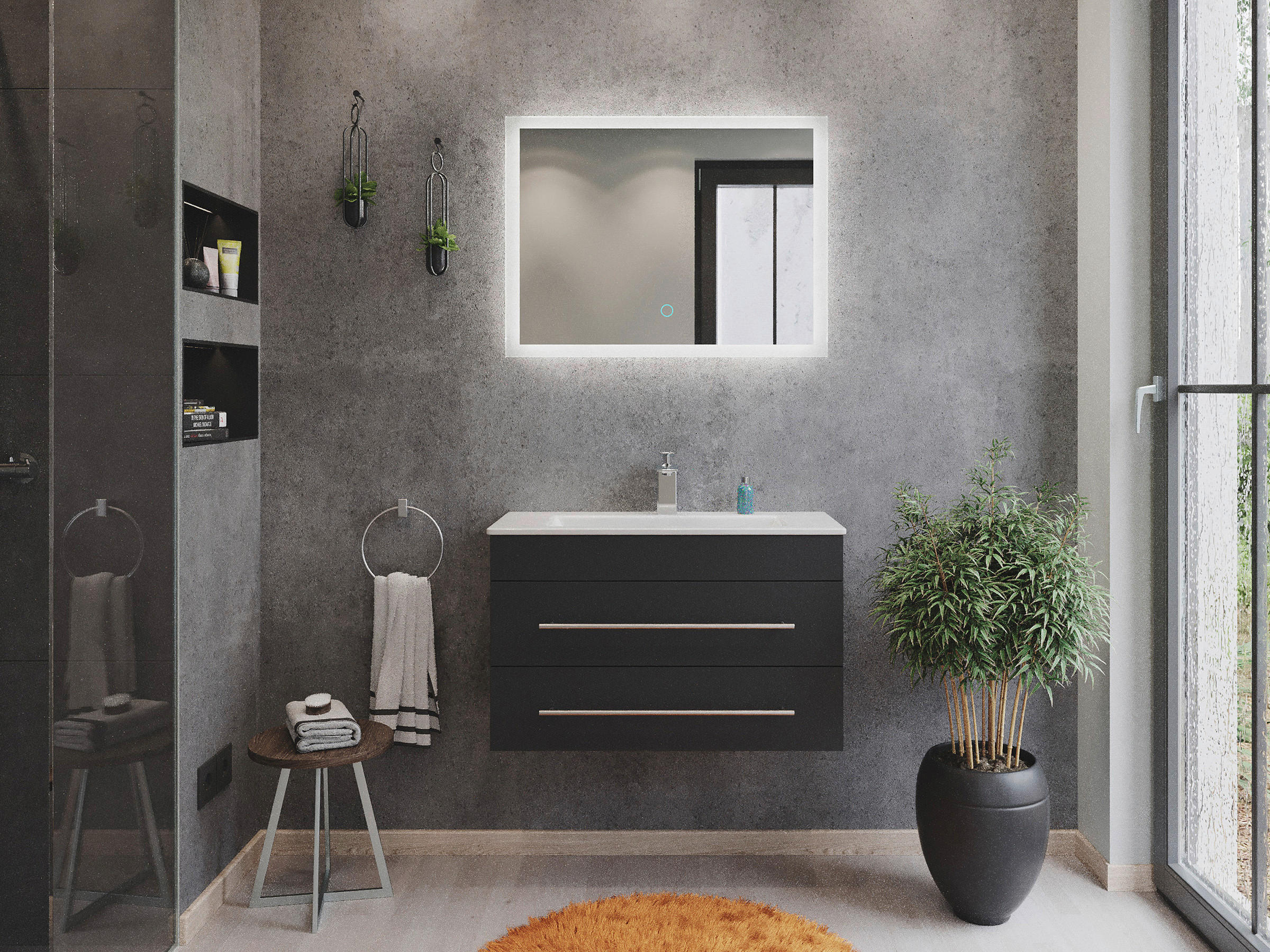 BADEZIMMER  in 80,4 cm  - Silberfarben/Graphitfarben, MODERN, Keramik/Holzwerkstoff (80,4cm) - MID.YOU