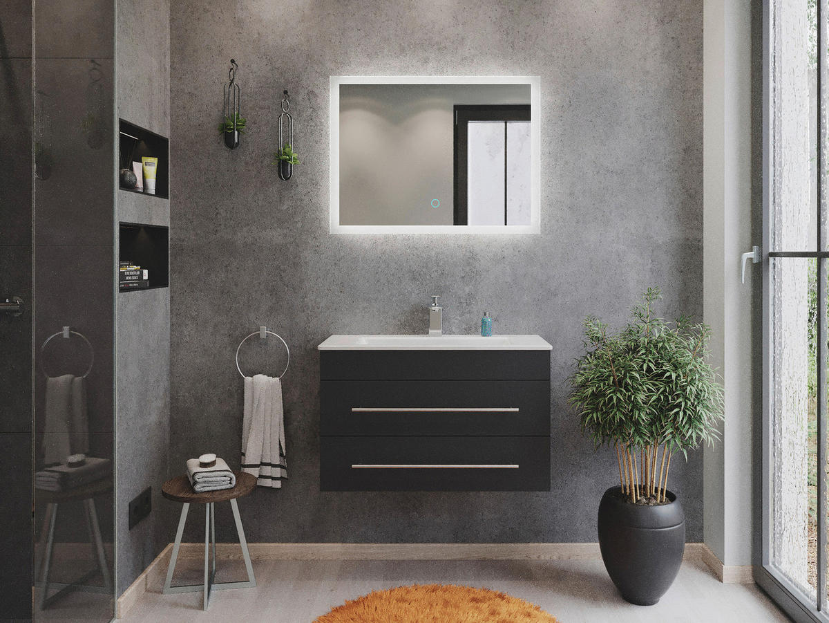 BADEZIMMER  in 80,4 cm  - Silberfarben/Graphitfarben, MODERN, Keramik/Holzwerkstoff (80,4cm) - MID.YOU