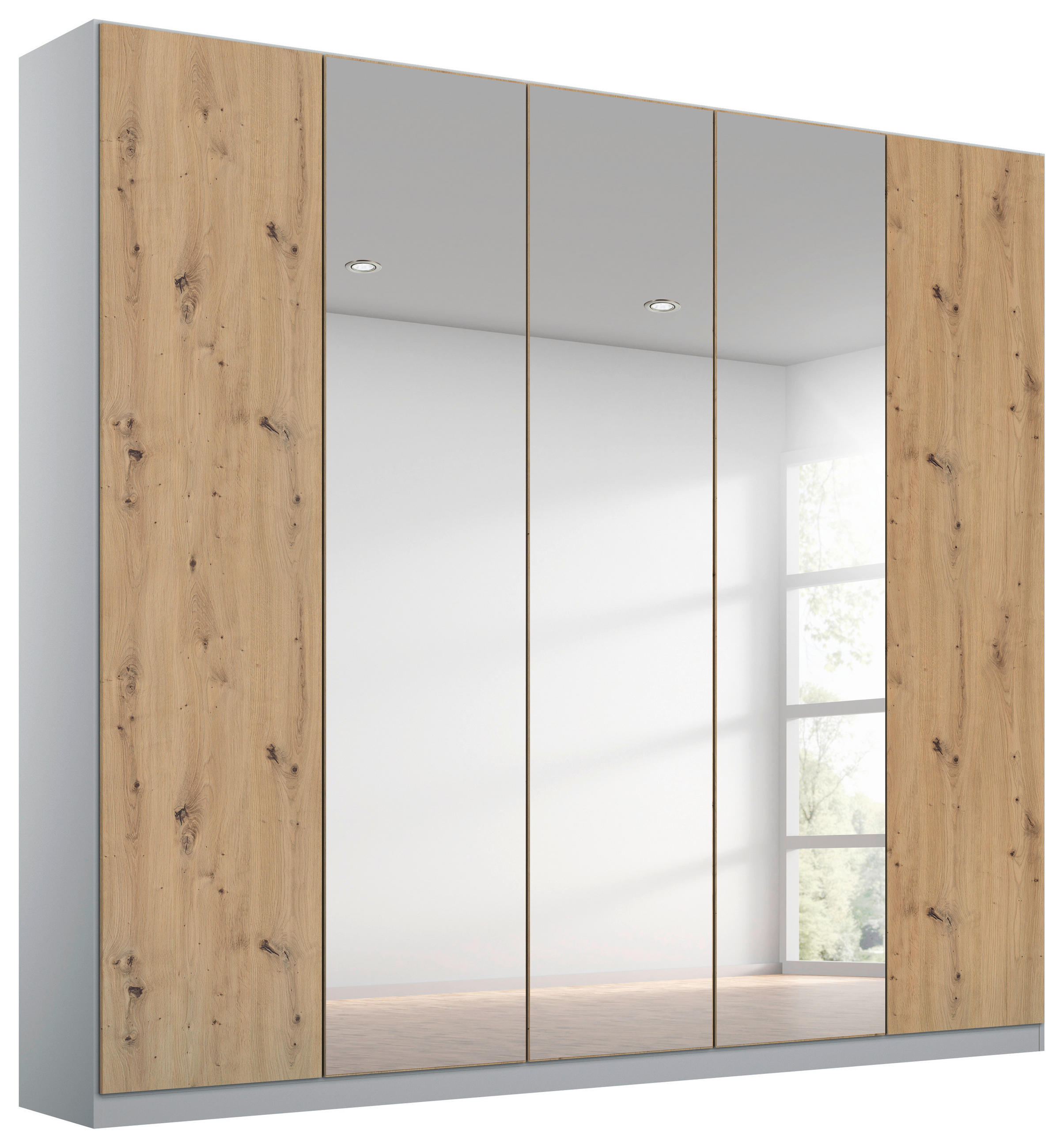 Drehtürenschrank Mit Spiegel 226 Cm Alabama Extra Hellgrau