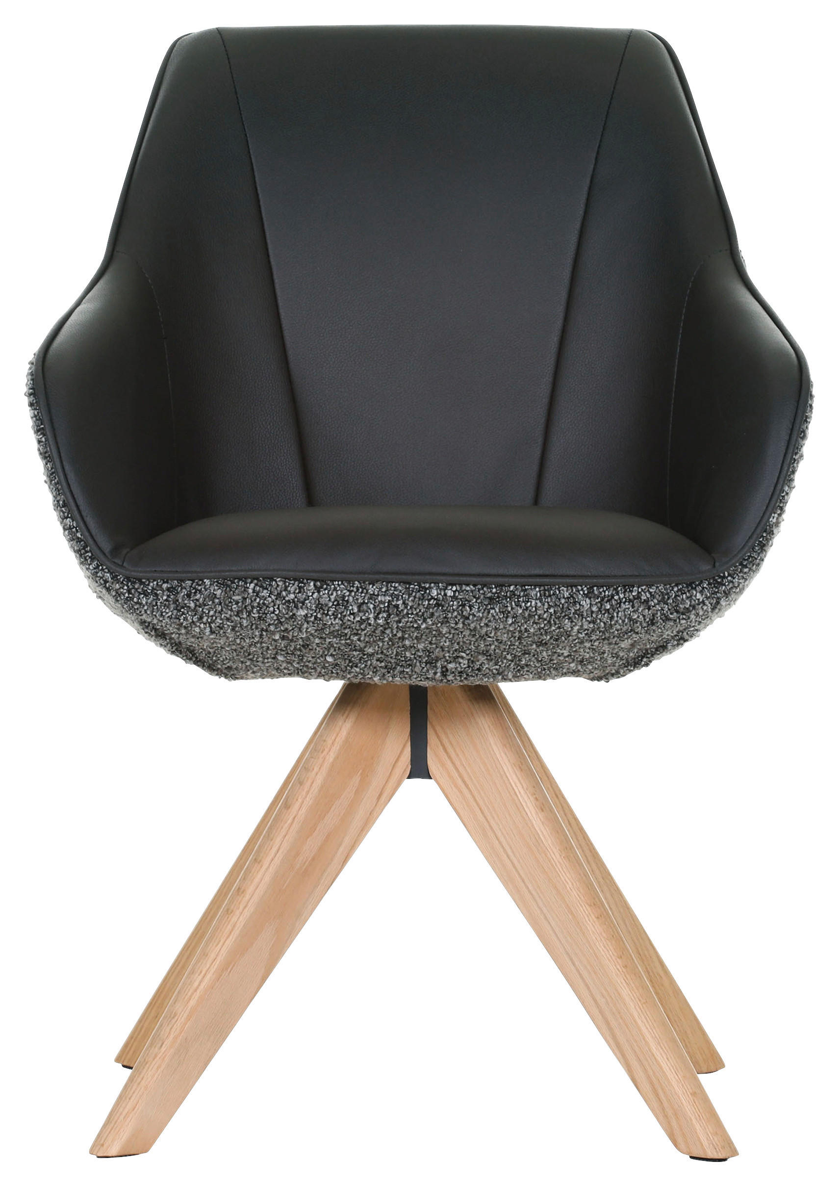 ARMLEHNSTUHL  in Chenille, Lederlook  - Eichefarben/Anthrazit, KONVENTIONELL, Holz/Textil (60/83/65cm) - Landscape