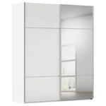 SCHWEBETÜRENSCHRANK 181/223/68 cm 2-türig Weiß  - Alufarben/Weiß, KONVENTIONELL, Glas/Holzwerkstoff (181/223/68cm) - Novel