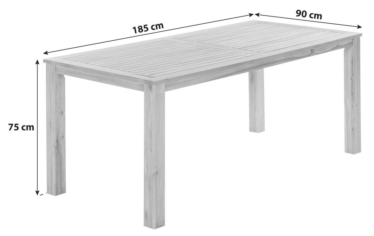 GARTENTISCH 185/90/75 cm Holz rechteckig  - Akaziefarben, ROMANTIK / LANDHAUS, Holz (185/90/75cm) - Gardenson