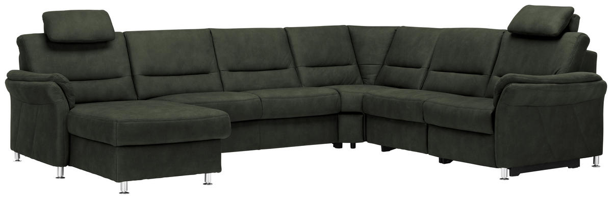 SOFFA i mikrofiber mörkgrön  - aluminiumfärg/mörkgrön, Klassisk, metall/textil (173/330/262cm) - Beldomo System