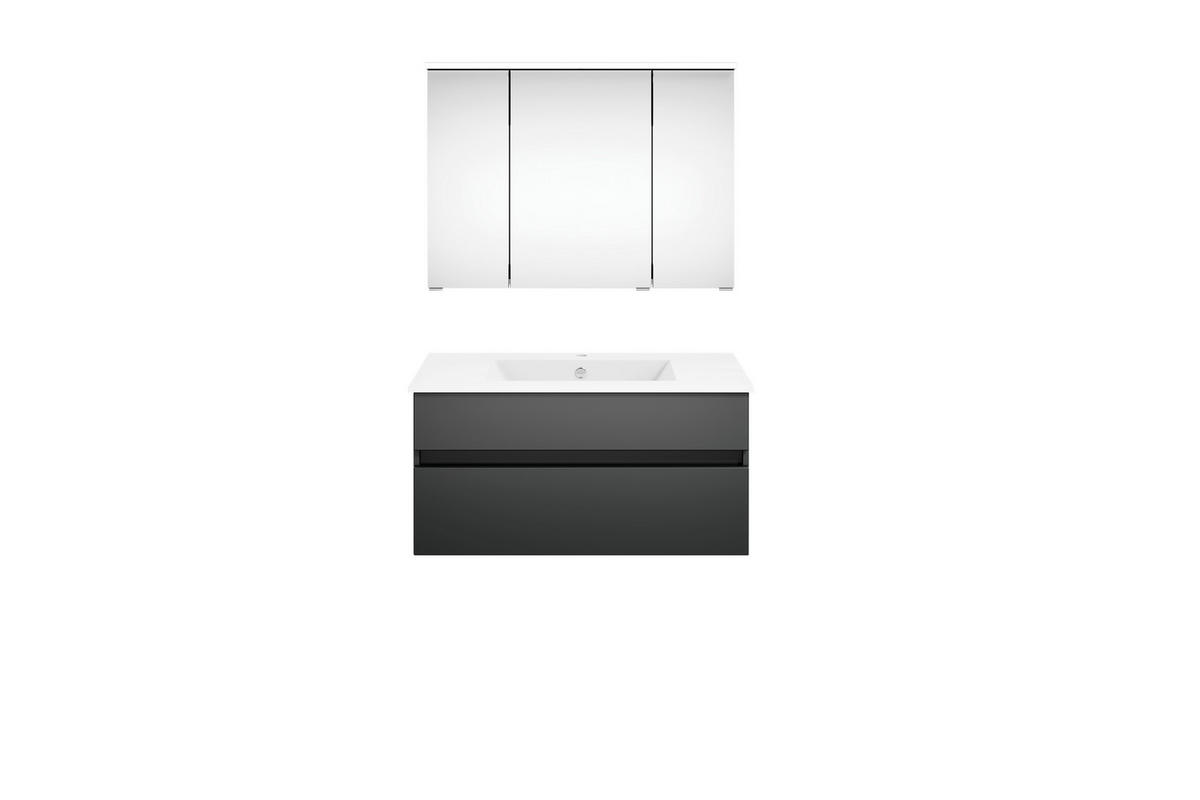 BADEZIMMER  in 90 cm  - Dunkelgrau/Weiß, KONVENTIONELL, Keramik/Holzwerkstoff (90cm) - Puris