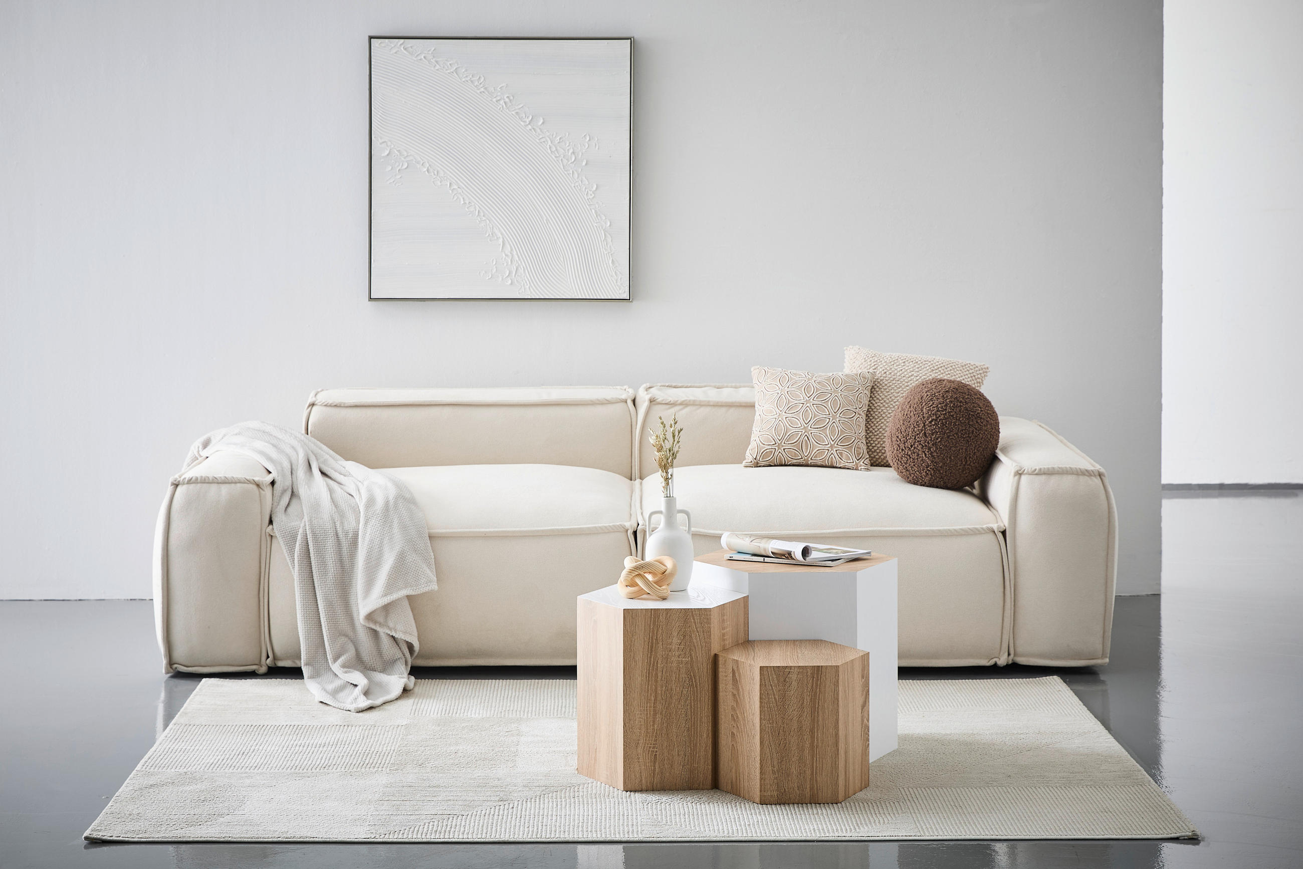 COUCHTISCHSET Eichefarben  - Eichefarben, Design, Holzwerkstoff (34,5/39/50/30/40,5/45/34,5/39/50cm) - MID.YOU
