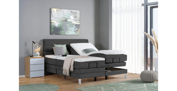 BOXSPRINGBETT 180/200 cm in Dunkelgrau - Chromfarben/Dunkelgrau, KONVENTIONELL, Kunststoff/Textil (180/200cm) - Voleo