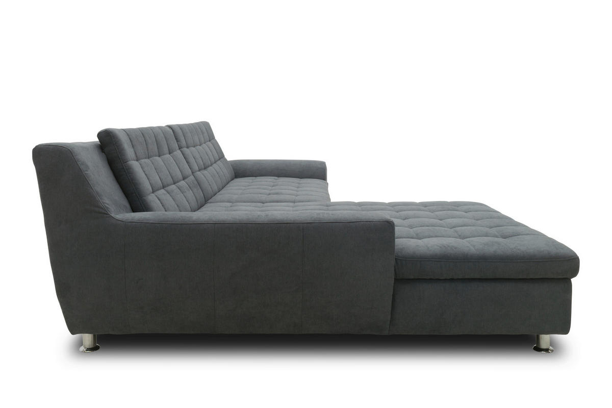 ECKSOFA MORTON Dunkelgrau Mikrofaser  - Chromfarben/Dunkelgrau, MODERN, Textil/Metall (304/200/84cm) - MID.YOU