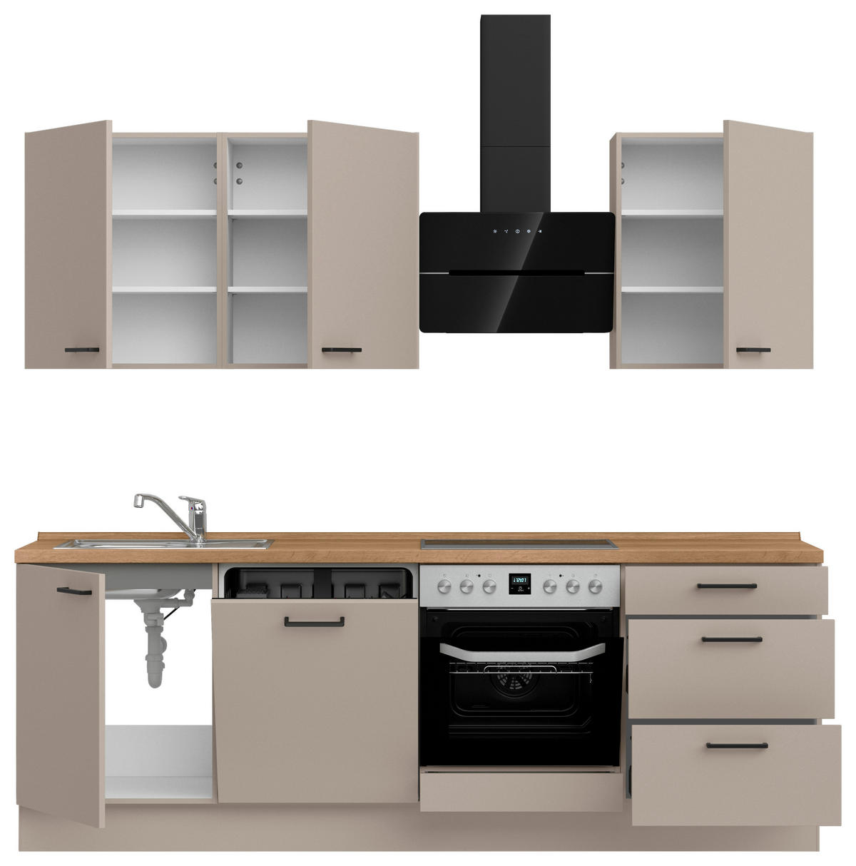 KÜCHENLEERBLOCK 240 cm   in Eichefarben, Sandfarben  - Sandfarben/Eichefarben, MODERN, Holzwerkstoff/Metall (240cm) - Nobilia