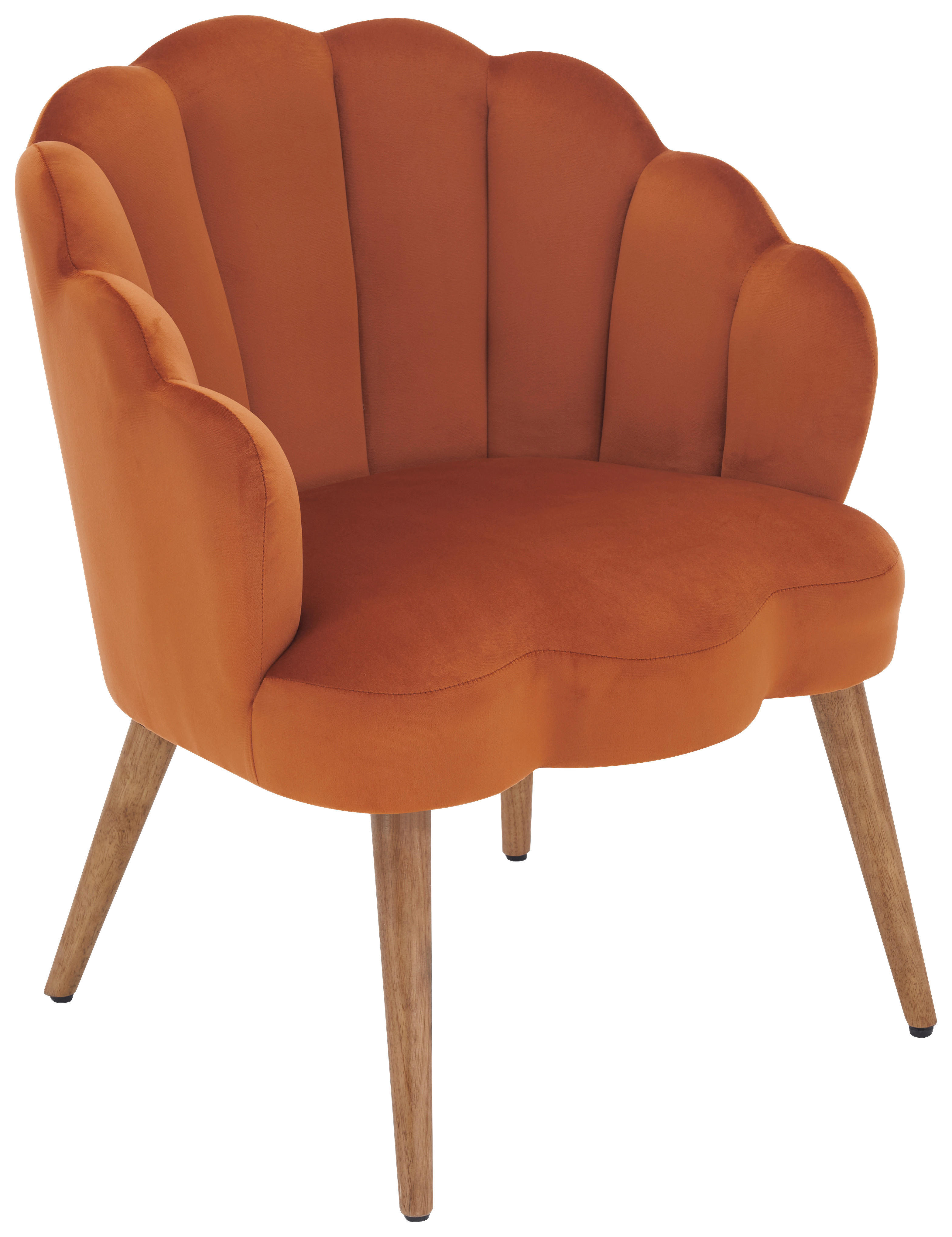 SESSEL Samt Orange, Ecru    - Ecru/Orange, Design, Holz/Textil (67/80/65cm) - MID.YOU