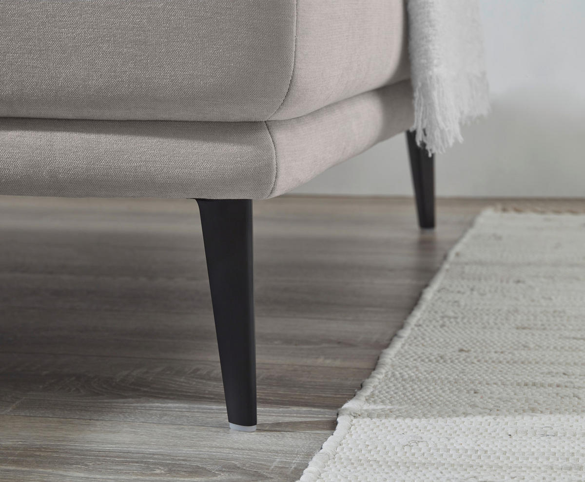ECKSOFA Hellgrau Flachgewebe  - Hellgrau/Schwarz, KONVENTIONELL, Textil/Metall (279/193cm) - SetOne by Musterring