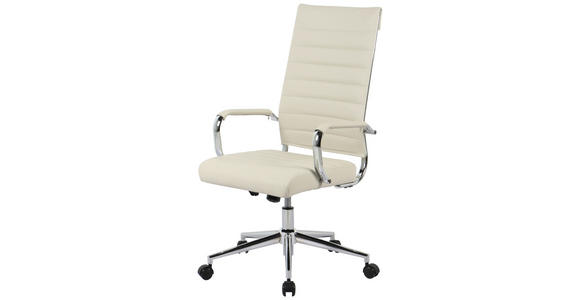 DREHSTUHL Chromfarben, Beige - Chromfarben/Beige, KONVENTIONELL, Leder/Kunststoff (63,5/103/112.5/55,5cm) - Venda