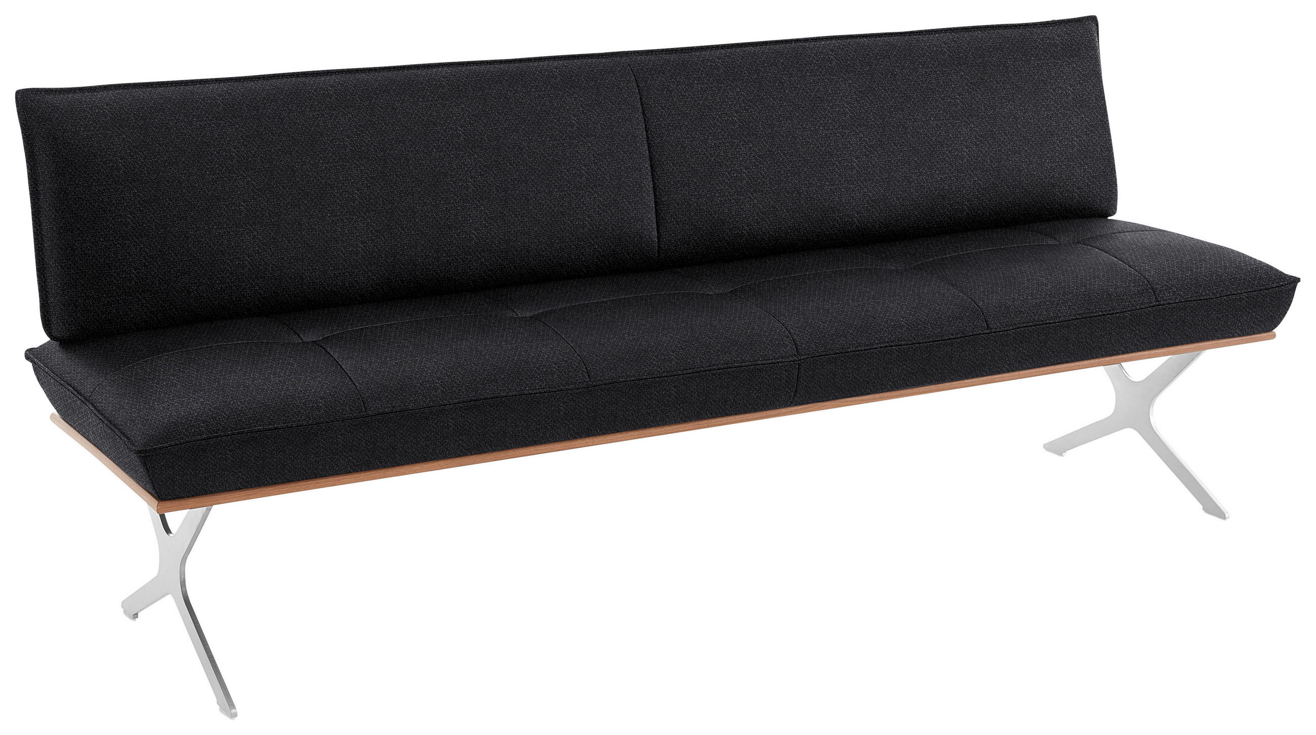 SITZBANK in Holz, Textil Schwarz, Nussbaumfarben, Nickelfarben  - Edelstahlfarben/Nussbaumfarben, Design, Holz/Textil (214/88/66cm) - Koinor