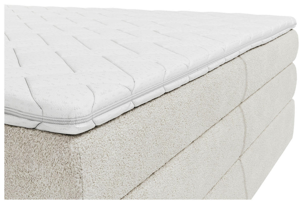 BOXSPRINGBETT 180/200 cm,  in Beige, gepolstertes Kopfteil, Bettkasten, Topper, Matratzen, H3 + H3 = fest  - Beige/Schwarz, Design, Holz/Holzwerkstoff (180/200cm) - Chameo