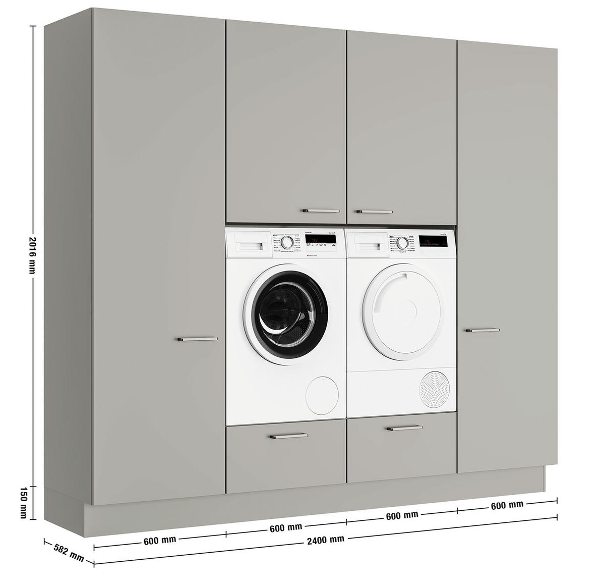 HAUSWIRTSCHAFTSRAUM 240/216,6/58,2 cm  in Grau  - Grau, MODERN, Holzwerkstoff (240/216,6/58,2cm) - Nobilia
