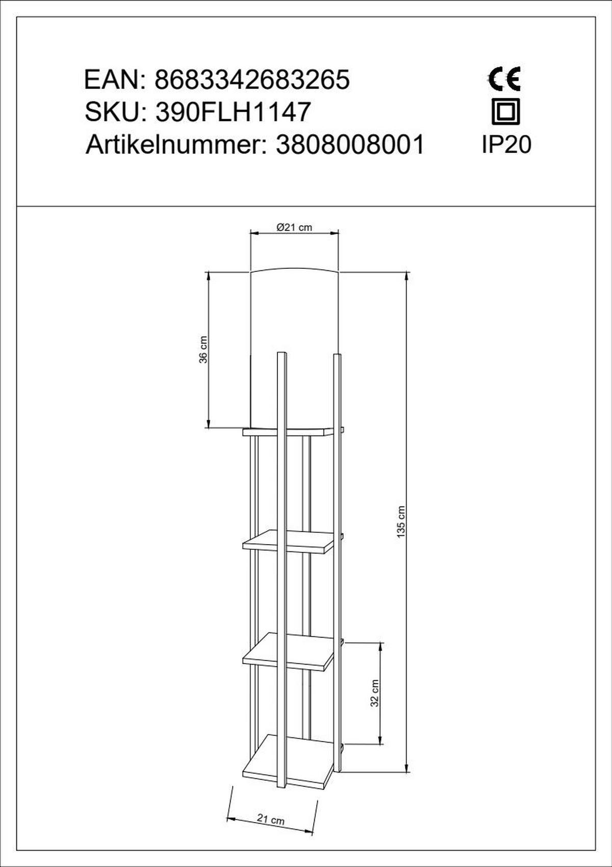 STEHLEUCHTE  21/135/21 cm   - Creme/Weiß, Design, Holzwerkstoff/Kunststoff (21/135/21cm) - P & B