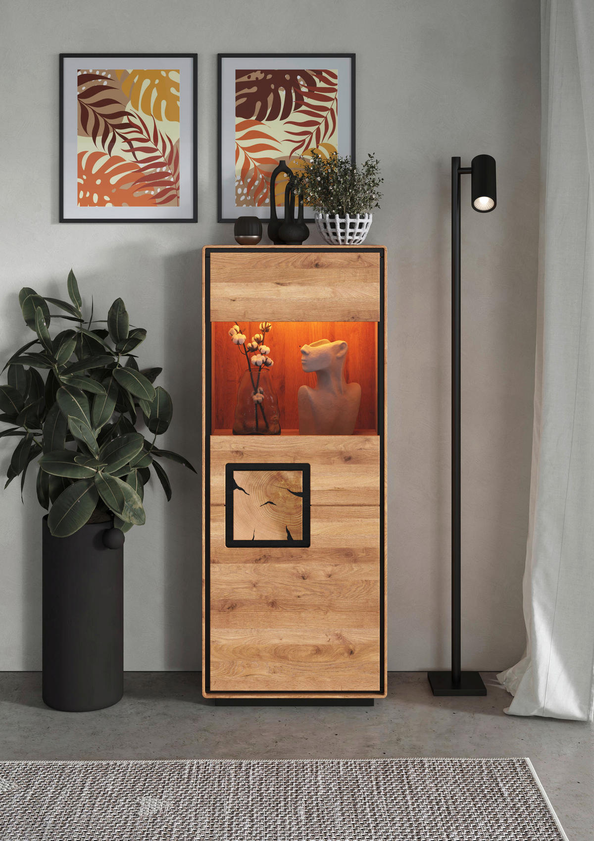 HIGHBOARD  60/152/40 cm  - Wildeiche/Schwarz, Basics, Holz (60/152/40cm) - Livetastic